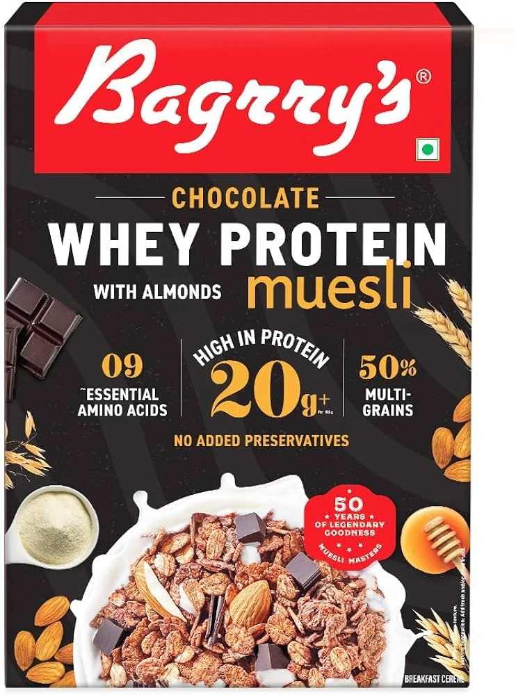 Bagrry's Chocolate Muesli With Whey Protein, Almonds & Oats 500gm