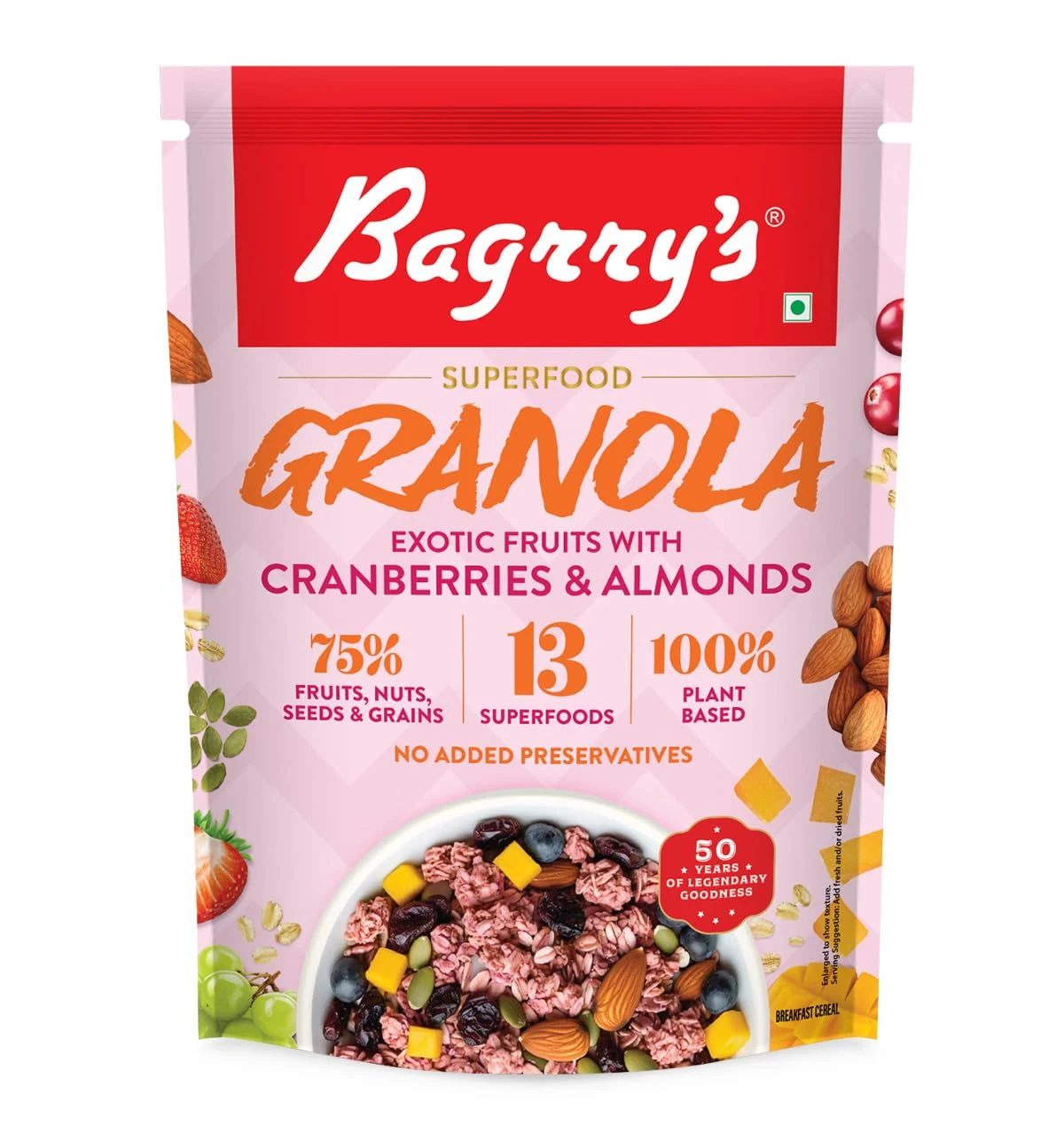 Bagrry's Exotic Fruits with Cranberries & Almonds Granola 400gm