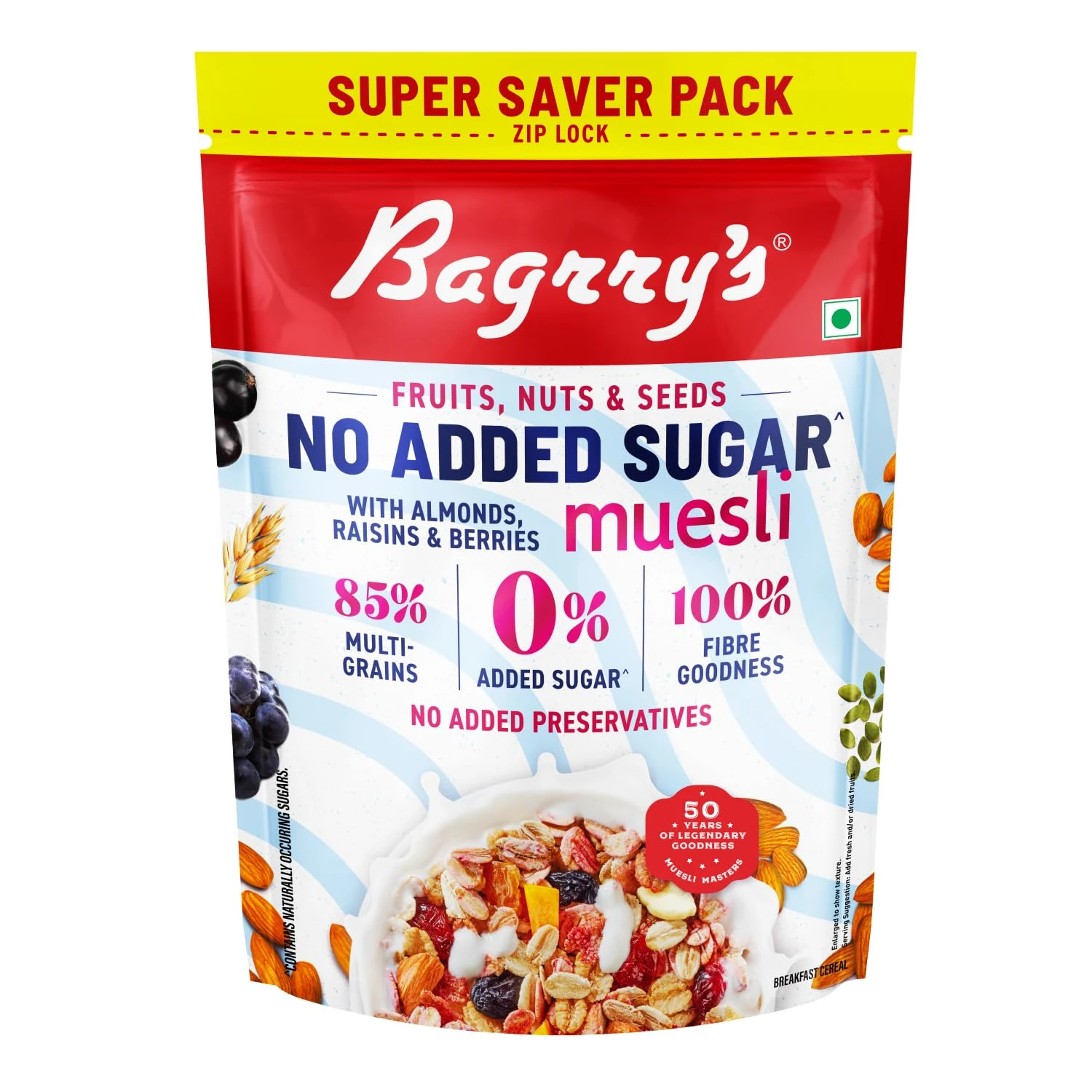 Bagrry's No Added Sugar Muesli (Fruits, Nuts & Seeds) 700gm