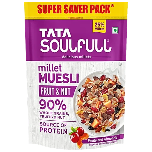 Tata Soulfull Millet Muesli With 90% Fruits, Nut & Wholegrain Cereal 700gm