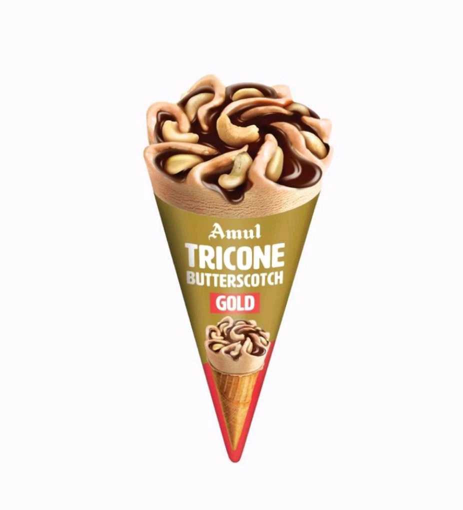 Amul Gold Tricone Butterscotch Ice Cream Cone 120ML