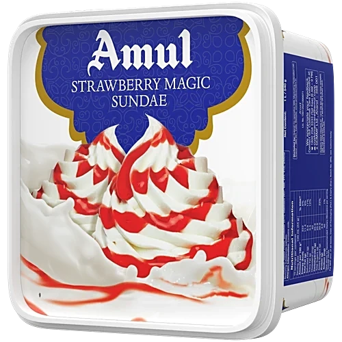 Amul Strawberry Magic Sundae Ice Cream Tub 1L