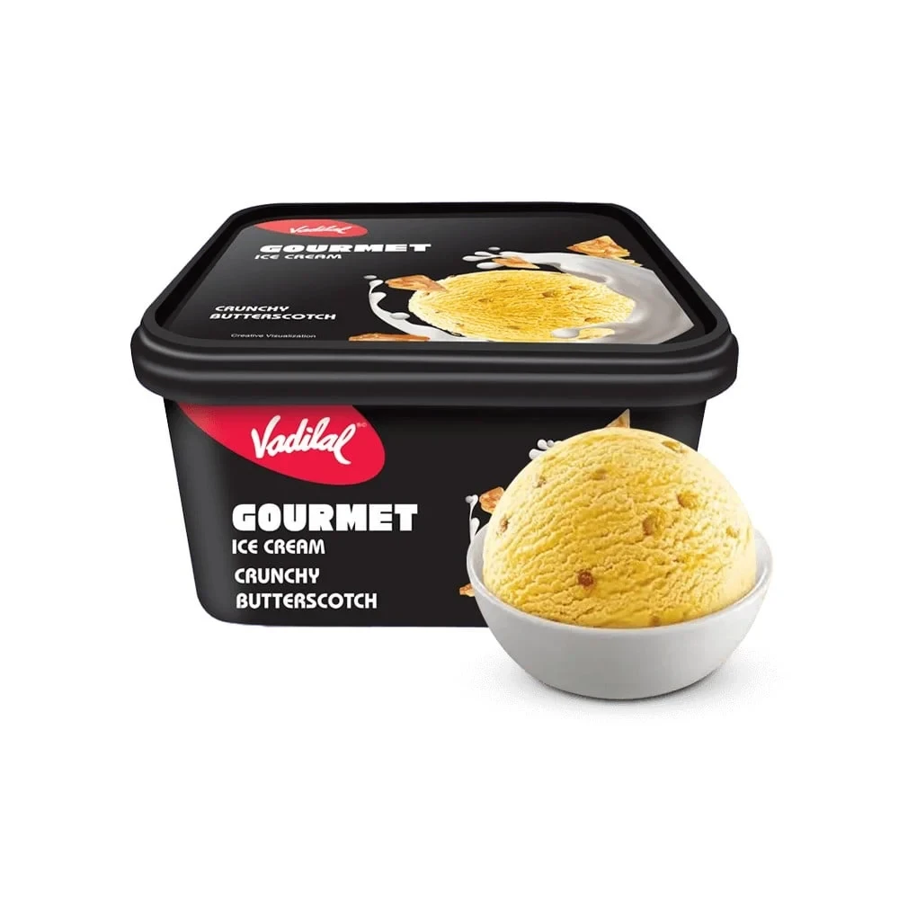 Vadilal Gourmet Crunchy Butterscotch Ice Cream Tub 1L