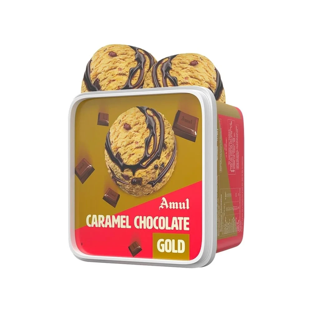 Amul Gold Caramel Chocolate Ice Cream Tub 1 ltr