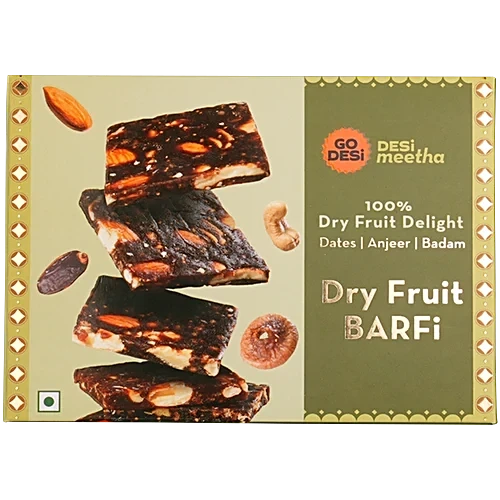 Dates Dry Fruit Burfi with 93% Dry Fruits by GO DESi 200 g