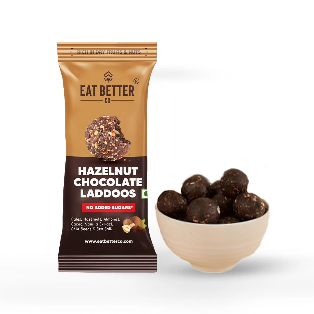 Hazelnut & Chocolate Sugar-Free Laddu Eat Better Co 200 g