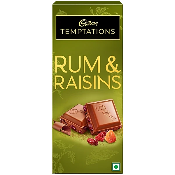 Cadbury Temptations Rum & Raisins Premium Milk Chocolate Bar 70 g