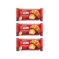 Britannia Treat Croissant - Vanilla Creme Filling - Pack of 3 3 x 48.5 g