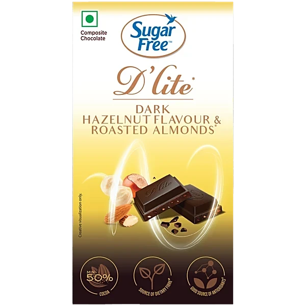 Sugar Free D'Lite Dark Chocolate Bar (Hazelnut & Roasted Almonds) 40 g